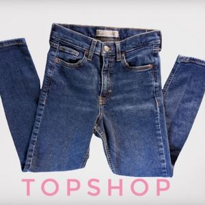 EUC Topshop Jamie medium wash light distressing upper thigh high rise skinny